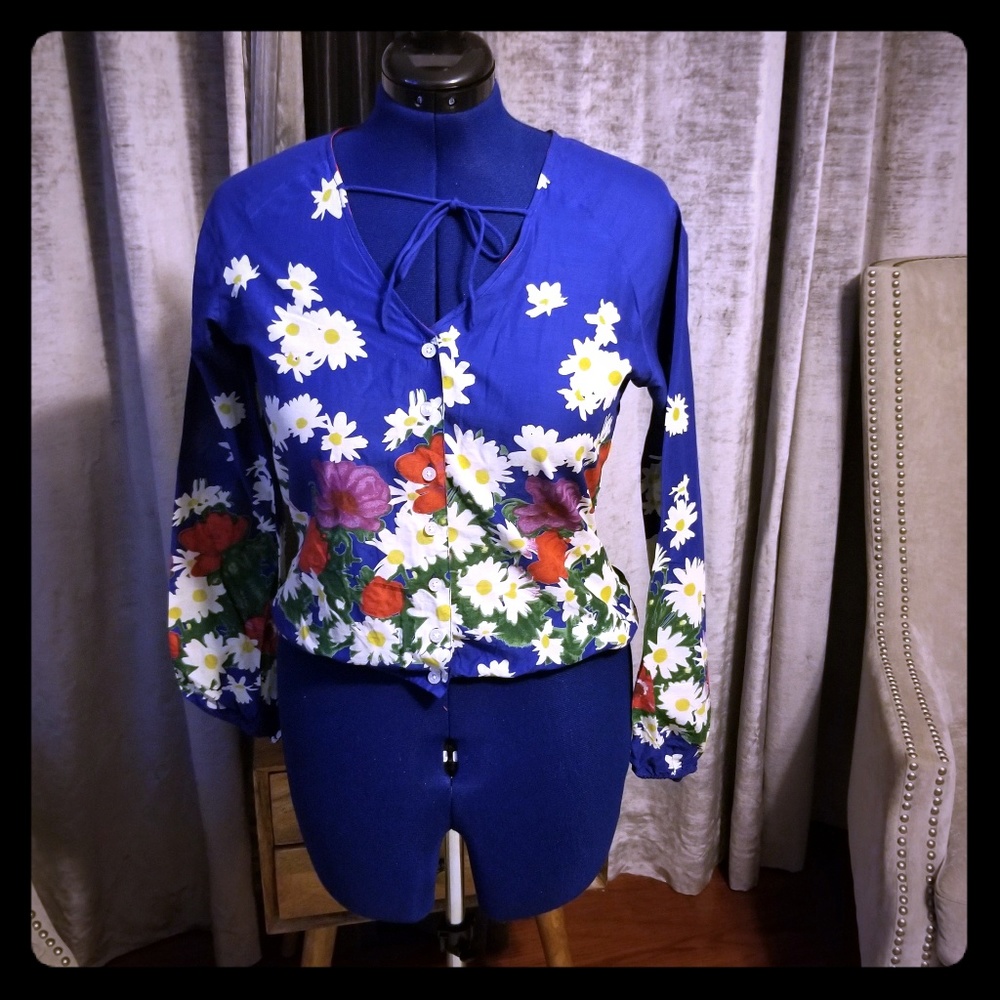 Floral Tommy Jeans Tie Neck Shirt